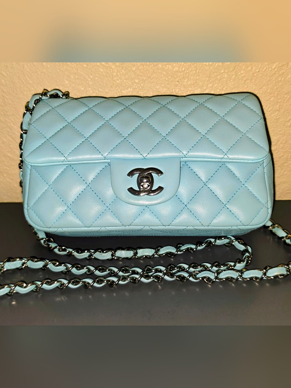 Chanel Quilted Silver Chain Bag